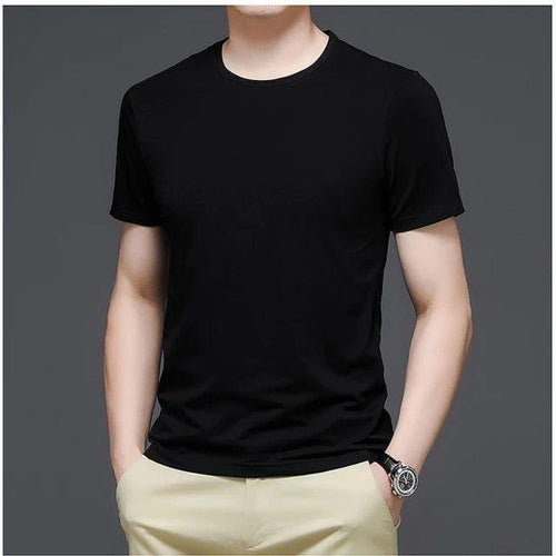 Men Black Cotton Jersey Plain T-Shirt Medium to XL